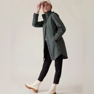 NWT Athleta Rainout Sutro Long Bali
Green Trench Coat Size L